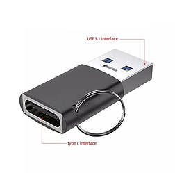 Адаптер Celbro USB 3.1 to Type-C з брелоком для заряджання і передачі даних Black (CB001)