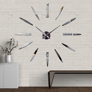 60х130 см 3д годинник, великі настінні годинники, годинник на стіну для офісу, стильні настінні годинники, годинник великого
