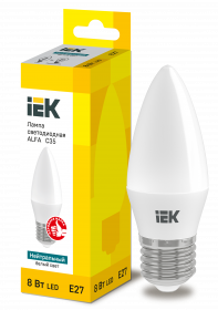 Лампа LED ALFA C35 свічка 8 Вт 230 В 3000 К E27 IEK