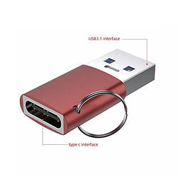 Адаптер Celbro USB 3.1 to Type-C з брелоком для заряджання і передачі даних Red (CB003)