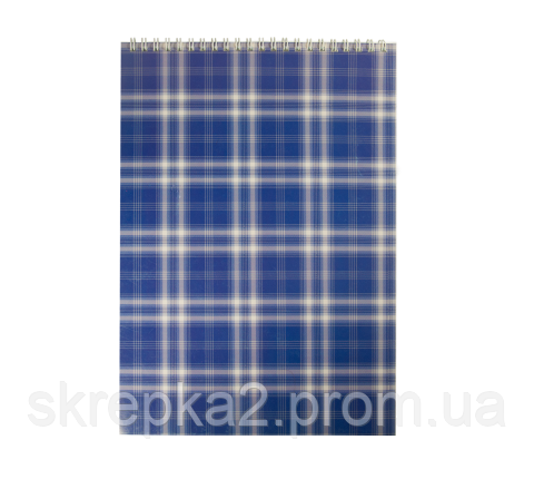 Блокнот на пружині зверху SHOTLANDKA, А4, 48 аркушів, клітинка, синій