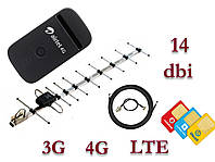 Полный комплект для интернета 3G/4G/LTE ZTE MF 90 WiFi Роутер+ ARN-900 14 дб+стартовый пакет