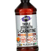 Л-карнітин NOW L-Carnitine Liquid 3000 mg 473 мл Кращий жироспалювач для жінок та чоловіків, фото 3