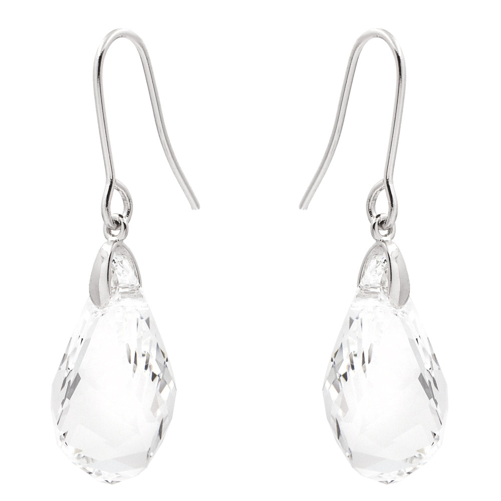 Серьги-крючки Swarovski граненая капля-изгиб