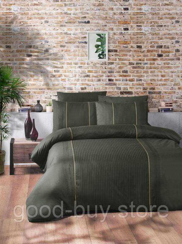 First Сhoice Elegant Dark Green постільна білизна ранфорс Deluxe євро 200х220