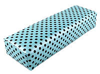 Маникюрная подставка подлокотник для маникюра подушка валик для руки БОЛЬШОЙ горох 30 см голубой с черным