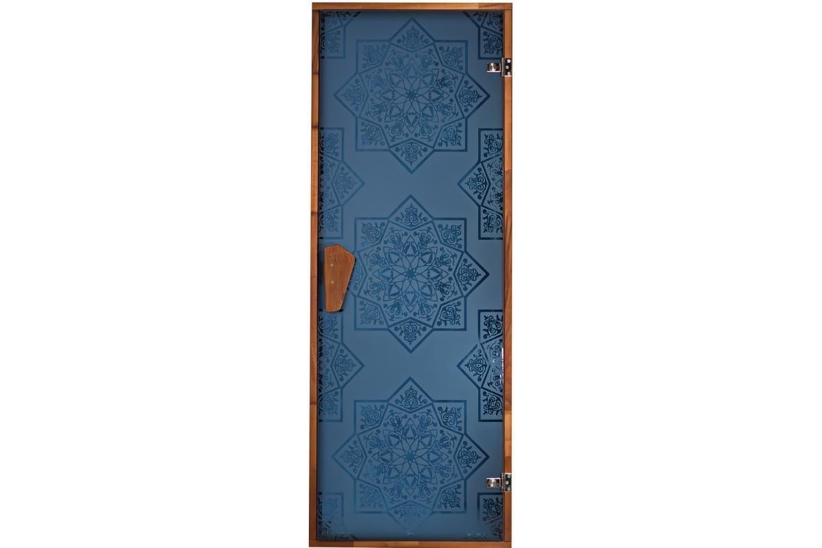 Двері для сауни та хаммама Tesli Сезам Blue 1900 х 700, Дверь стеклянная, для хамама, Украина, 70/190