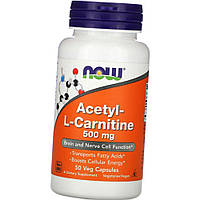 Ацетил-L-Карнитин NOW Acetyl-L-Carnitine 500 mg 50 капс Жиросжигатель хит продаж