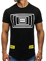 Футболка чоловіча подовжена Чорна з принтом