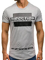 Футболка Чоловіча подовжена сіра з принтом J.Style