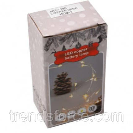 Гірлянда Xmas 30 Led 3M Copper на мідному дроті Крапля роси Blue Batteryusb 198177, фото 3
