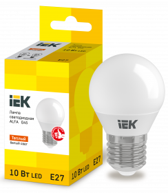 Лампа LED ALFA G45 куля 10 Вт 230 В 3000 К E27 IEK, фото 1