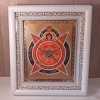 Ікона Всевидяче Око Боже Божої Матері, лик 15х18 см, у білому дерев'яному кіоті