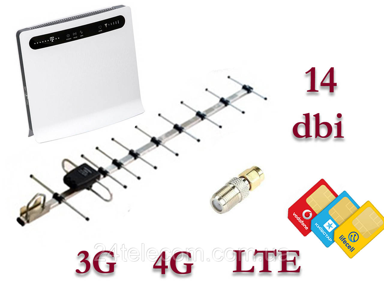 Полный комплект для интернета 3G/4G/LTE B593s-12 WiFi Роутер+ ARN-900 14 дб+стартовый пакет - фото 1 - id-p1489791976