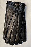 Перчатки кожаные мужские чёрные из лайковой кожи на натуральном меху