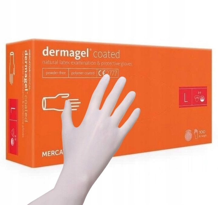 Перчатки медицинские латексные неопудренные, нестерильные Dermagel ...