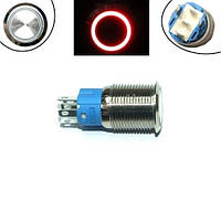 Кнопка 16мм фіксуюча, 12-24В, червоний LED, 5pin, 16A-DZ