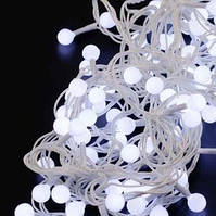Гірлянда Кульки 10 мм LED 100 лампочок Біла, 600 см, білий провід (1311-03)