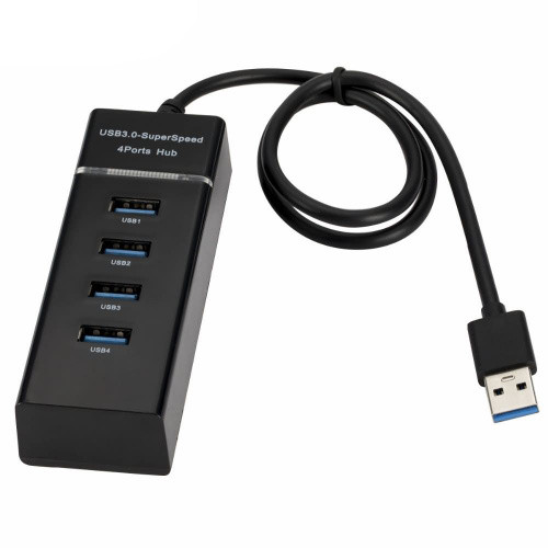 USB HUB hi-speed 4 USB 3.0 (30см) (Чорний)
