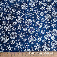 64020 Тканина новорічна синя. Підійде для новорічного декору, печворку, скрапбукінгу та сувенірів., фото 2