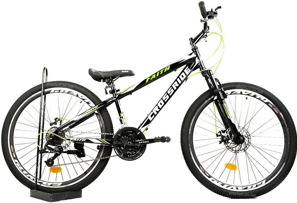 Гірський велосипед Crossride Faith 26" чорно-зелений, на зріст 130-145 см
