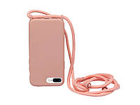 Силиконовый чехол на шнурке Crossbody для iPhone 7 Plus (01) Pink Sand пудра