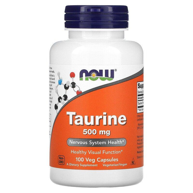 Таурин Taurine 500 мг Now Foods 100 капсул, фото 1