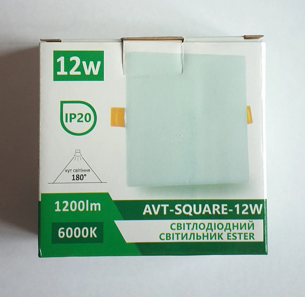Світлодіодний світильник 12 W квадрат врізний AVT-SQUARE ESTER 12 ВТ 6000 К 1200 ЛМ, фото 1