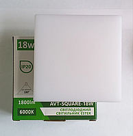 Світлодіодний світильник 18 W квадрат врізний AVT-SQUARE ESTER 18ВТ 6000 К 1200 ЛМ