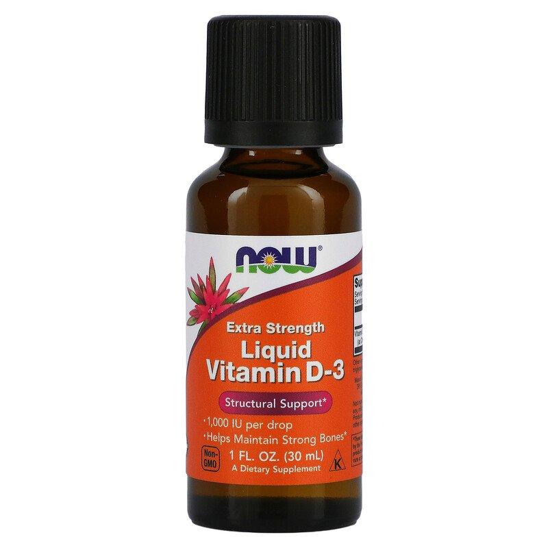Vitamin D-3 Liquid Extra Strength 1,000 IU Now Foods 30 мл, фото 1