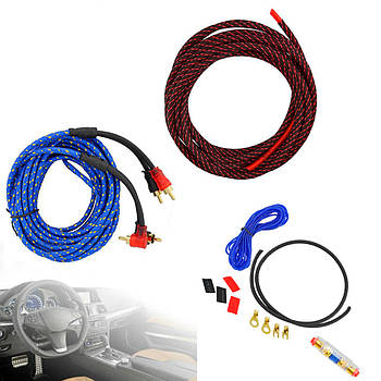 Набір проводів AWG/RCA для встановлення саббуфера KIT 10GA/C011 / Дроти для сабвуфера
