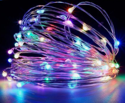 Гірлянда Роса дріт 50led довжина 5 метрів різнобарвний на батарейках, фото 1