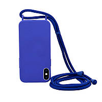 Силиконовый чехол на шнурке Crossbody для iPhone X/Xs (03) Shiny blue синий