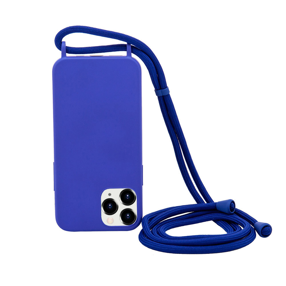 Силіконовий чохол на шнурку Crossbody для iPhone 12 Pro (03) Shiny blue синій