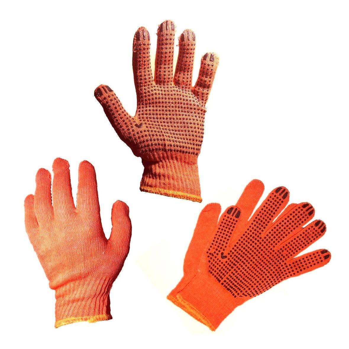 Рукавички робочі бавовняні помаранчеві з пвх покриттям
