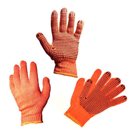Рукавички робочі бавовняні помаранчеві з пвх покриттям, фото 1