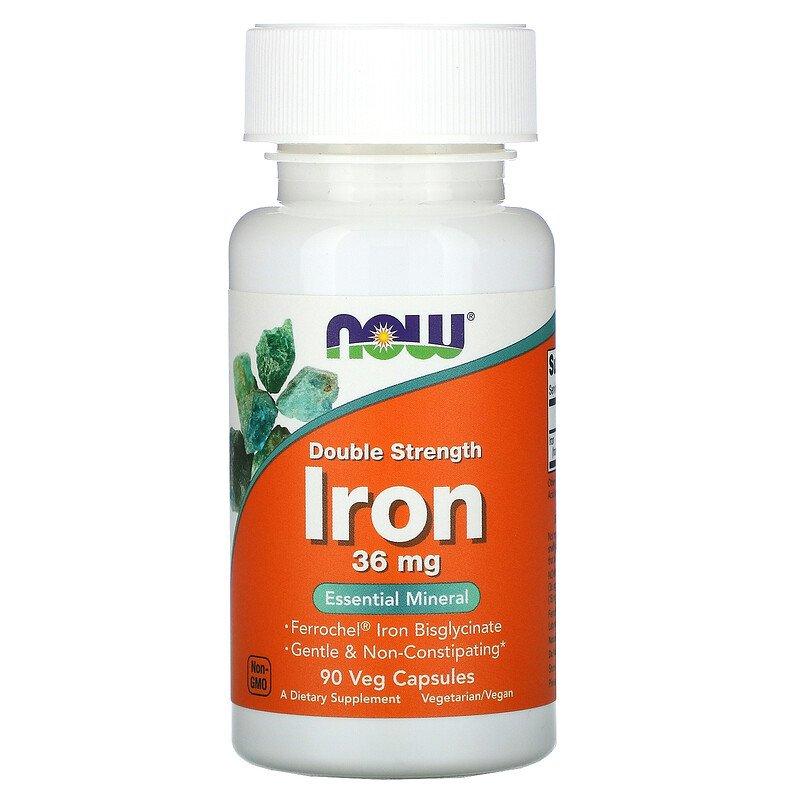 Iron Double Strength 36 мг Now Foods 90 капсул