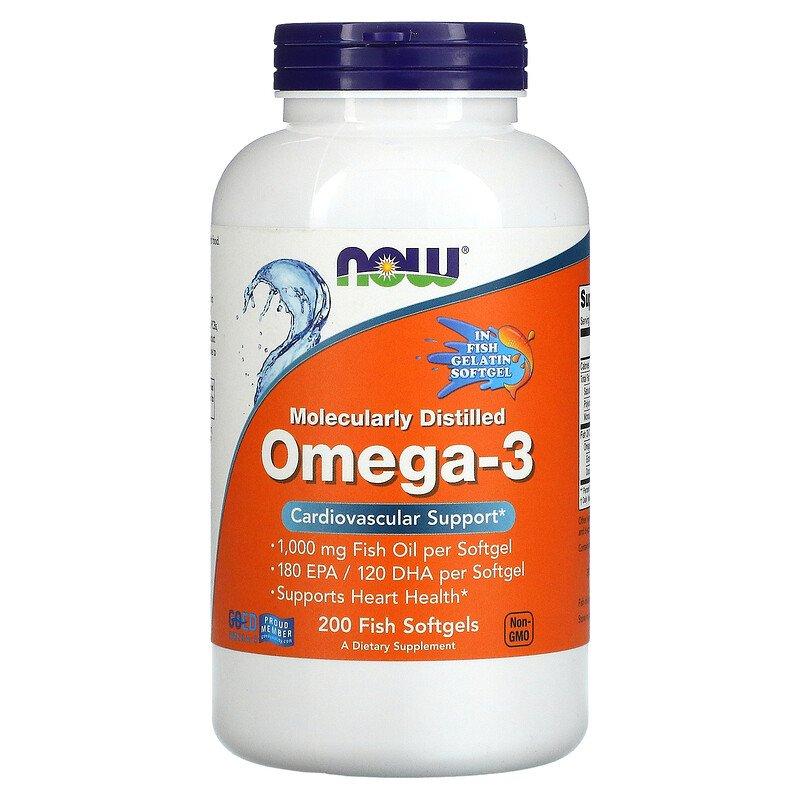 Omega-3 Molecularly Distilled Now Foods 200 капсул