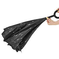 Зонт навпаки Lesko Up-Brella Метеоритний дощ з малюнком брендовий вітрозахисний ручка Hands-free, фото 3