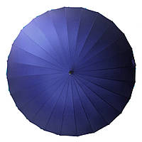 Зонт трость Lesko T-1001 Dark Blue 24 спиці вітрозахисний однотонний від сонця і дощу