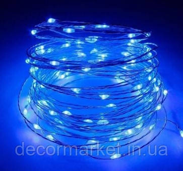 Гірлянда LED світлодіодна синя "РОСА 20 м на батарейках
