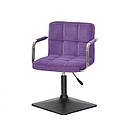 Крісло Arno-Arm 4-BK-Base пурпур 1013 оксамит, з підлокітниками на квадратному підставі з регулюванням висоти, фото 2