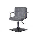 Крісло Arno-Arm 4-BK-Base сірий 1004 оксамит, з підлокітниками на квадратному підставі з регулюванням висоти, фото 2