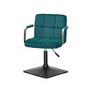 Крісло Arno-Arm 4-BK-Base зелений 1003 оксамит, з підлокітниками на квадратному підставі з регулюванням висоти, фото 2
