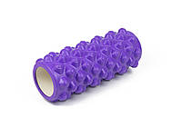 Массажный ролик для йоги и фитнеса 33 см Grid Roller Extreme фиолетовый EVA пена