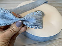 Ажурная лента из микровельвета, 38 мм, голубая
