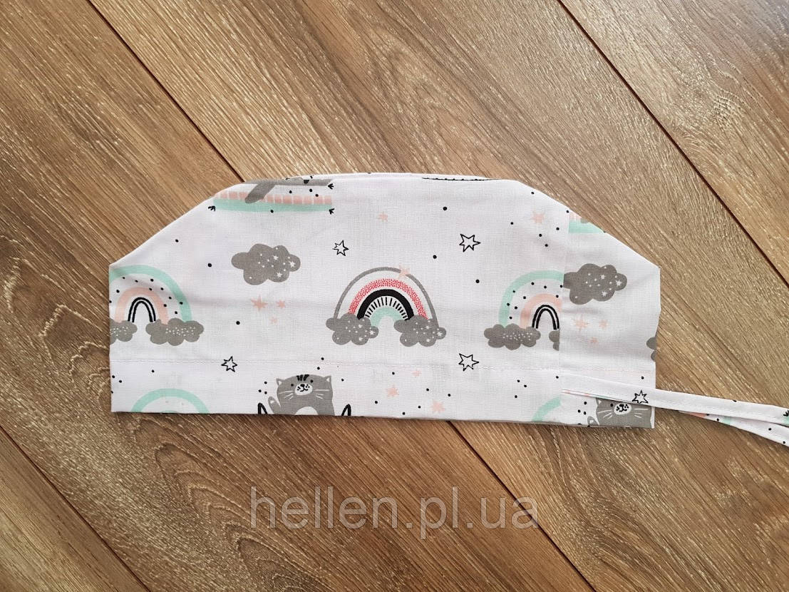 Медична шапочка з принтом "Ледачі коти" 58р