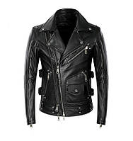 Куртка косуха кожаная байкерская мотоциклетная мужская молодежная черная Размер 52-54