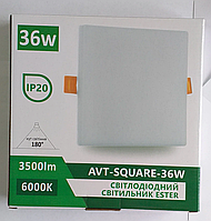 Светодиодный светильник 36w квадрат врезной AVT-SQUARE ESTER 36ВТ 6000К
