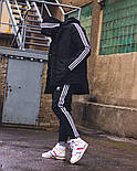 Куртка чоловіча зимова тепла Adidas Originals подовжена чорна Туреччина. Живе фото, фото 5